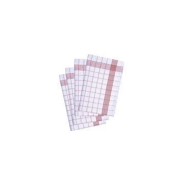 Karlowsky Geschirrtuch 50 x 70 cm mit Aufhänger 10 Stück/Pack Flachs/Leinen/Baumwollmix Rot/Weiß