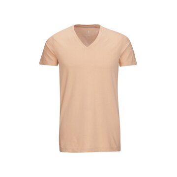 Seidensticker Herren T-Shirt Kurzarm V-Neck Slim Jersey Nude