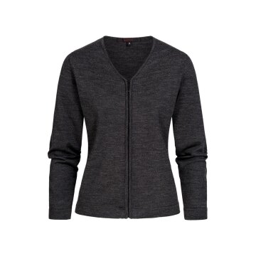 Greiff STRICK Damen Strickjacke V-Neck Reißverschluss Dunkelgrau