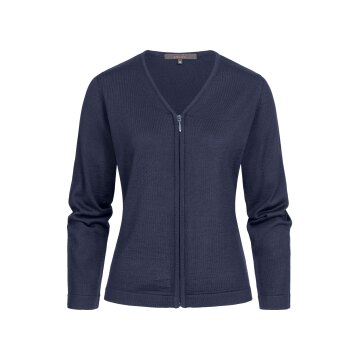 Greiff STRICK Damen Strickjacke V-Neck Reißverschluss Dunkelblau