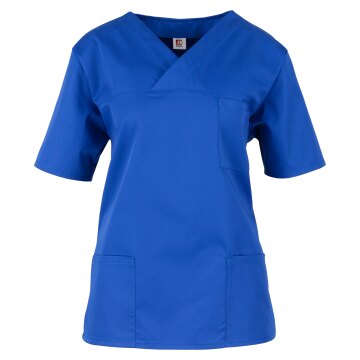 beb MEDIZIN/PFLEGE Damen KASACK Kurz V-Neck Baumwollmix Kornblau