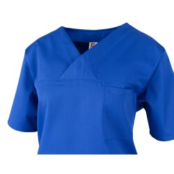 beb MEDIZIN/PFLEGE Damen KASACK Kurz V-Neck Baumwollmix Kornblau