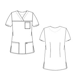 beb MEDIZIN/PFLEGE Damen KASACK Kurz V-Neck Baumwollmix Kornblau