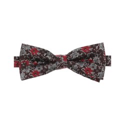 VENTI Herren Fliege 12x5cm Seide gewebt Rot geblümt