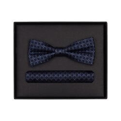 VENTI Herren Fliege Einstecktuch Set-2-tlg Seide Blau...