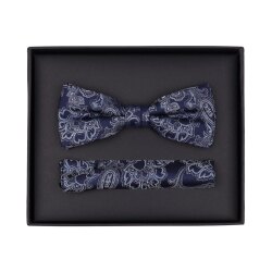 VENTI Herren Fliege Einstecktuch Set-2-tlg Seide Blau...