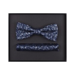 VENTI Herren Fliege Einstecktuch Set-2-tlg Seide Blau...