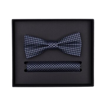 VENTI Herren Fliege Einstecktuch Set-2-tlg Seide Blau gemustert