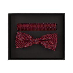 VENTI Herren Fliege Einstecktuch Set Seide gewebt Rot...