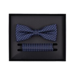 VENTI Herren Fliege Einstecktuch Set Seide gewebt Blau...