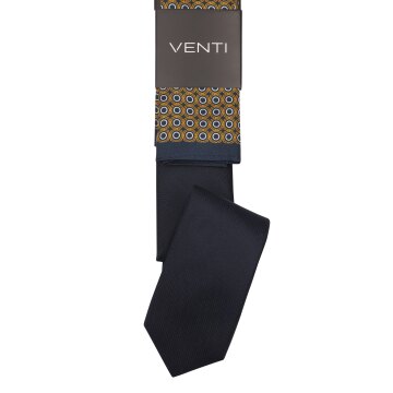 VENTI Herren Krawatte Einstecktuch Set-2-tlg Seide gewebt Blau