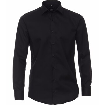 VENTI Herren Businesshemd 72er Langarm Kent Modern-Fit Schwarz