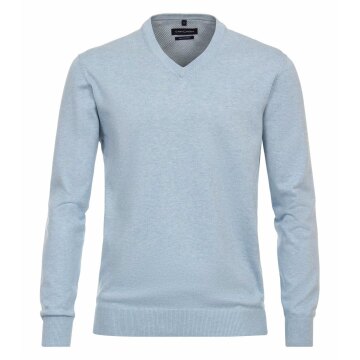 CASAMODA Herren Pullover V-Neck Regular Pima-Baumwolle Hellblau