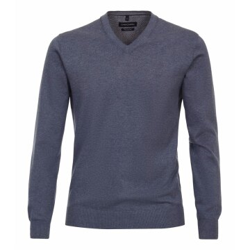 CASAMODA Herren Pullover V-Neck Regular Pima-Baumwolle Blau