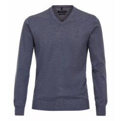 CASAMODA Herren Pullover V-Neck Regular Pima-Baumwolle Blau