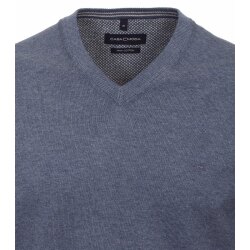 CASAMODA Herren Pullover V-Neck Regular Pima-Baumwolle Blau