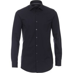 VENTI Herren Businesshemd Langarm Body-Fit Jerseyflex Marine