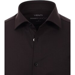 VENTI Herren Businesshemd Langarm Body-Fit Jerseyflex Schwarz