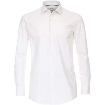 VENTI Herren Businesshemd Langarm Modern-Fit Jerseyflex Weiß