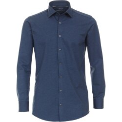 VENTI Herren Businesshemd Langarm Modern-Fit Jerseyflex Blau