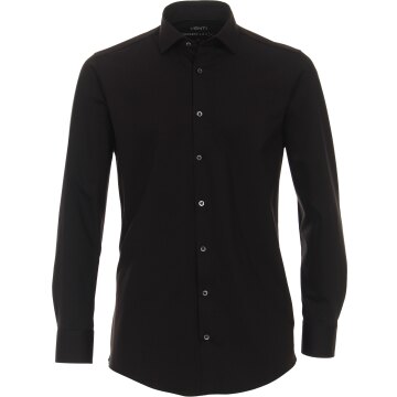 VENTI Herren Businesshemd Langarm Modern-Fit Jerseyflex Schwarz
