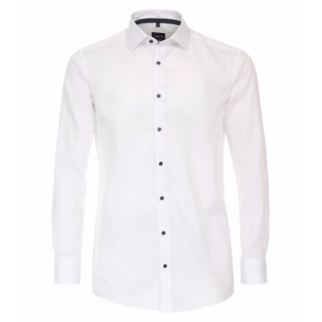 VENTI Herren Businesshemd Langarm Kent Modern-Fit Twill Weiß