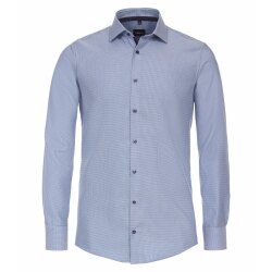 VENTI Herren Businesshemd Langarm Kent Modern-Fit Twill Blau