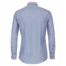 VENTI Herren Businesshemd Langarm Kent Modern-Fit Twill Blau