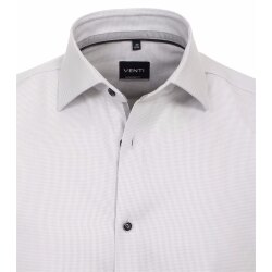VENTI Herren Businesshemd Langarm Kent Modern-Fit Twill Silber