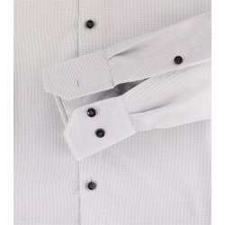 VENTI Herren Businesshemd Langarm Kent Modern-Fit Twill Silber
