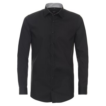 VENTI Herren Businesshemd Langarm Kent Body-Fit Schwarz