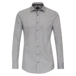 VENTI Herren Businesshemd Langarm Kent Body-Fit Schwarz...