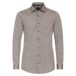 VENTI Herren Businesshemd Langarm Kent Body-Fit Braun