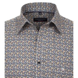CASAMODA Herren Freizeithemd Langarm Casual-Fit Gelb gemustert