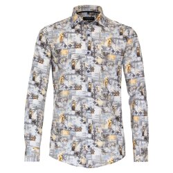 CASAMODA Herren Freizeithemd Langarm Casual-Fit Blau...