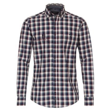 CASAMODA Herren Freizeithemd Langarm Casual-Fit Rot kariert
