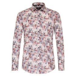 CASAMODA Herren Freizeithemd Langarm Casual-Fit Rot...