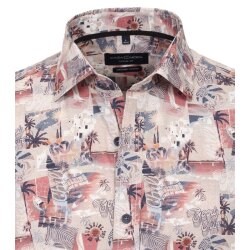 CASAMODA Herren Freizeithemd Langarm Casual-Fit Rot gemustert