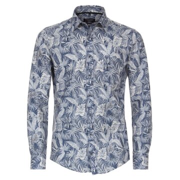 CASAMODA Herren Freizeithemd Langarm Casual-Fit Blau gemustert