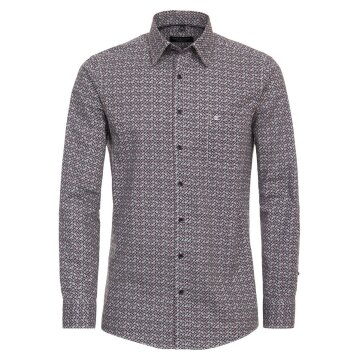 CASAMODA Herren Freizeithemd Langarm Comfort-Fit Rot gemustert