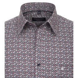 CASAMODA Herren Freizeithemd Langarm Comfort-Fit Rot gemustert