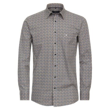 CASAMODA Herren Freizeithemd Langarm  Comfort-Fit Gelb gemustert