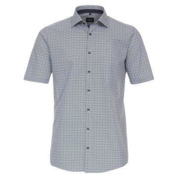 VENTI Herren Businesshemd Kurzarm Kent Modern-Fit Blau gemustert