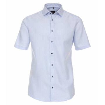 VENTI Herren Businesshemd Kurzarm Kent Modern-Fit Hellblau Struktur