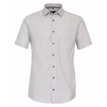 VENTI Herren Businesshemd Kurzarm Kent Modern-Fit Silber Struktur