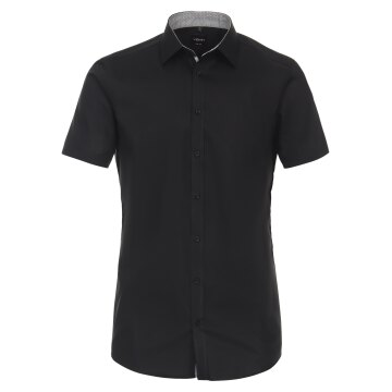 VENTI Herren Businesshemd Kurzarm Kent Body-Fit Schwarz