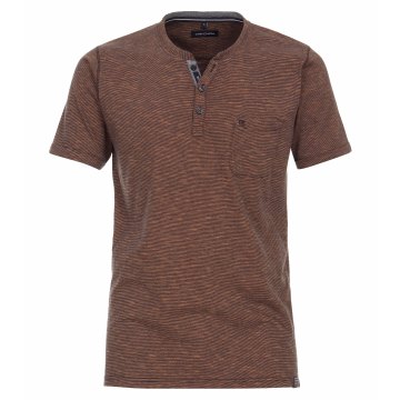 CASAMODA Herren T Shirt Kurzarm Henley Regular Fit Orange meliert B