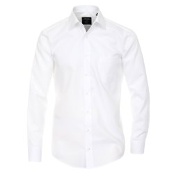 Größe 45 Casamoda Hemd Weiss Uni Langarm Modern Fit Leicht Tailliert Kentkragen 100% Baumwolle Bügelfrei