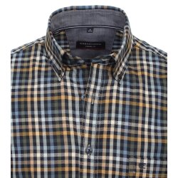 CASAMODA Herren Freizeithemd Kurzarm Button-Down Casual-Fit Beige kariert