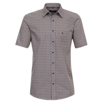CASAMODA Herren Freizeithemd Kurzarm Kent Comfort-Fit Orange gemustert